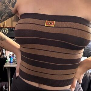 FB County Brown Striped tube top